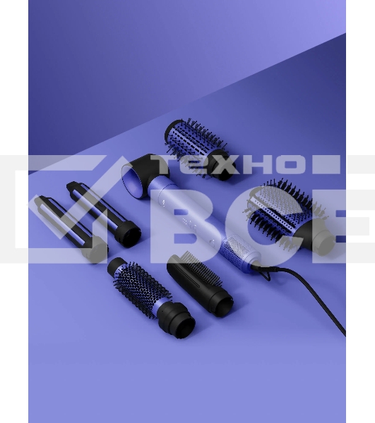 Фен-щетка с ионизацией Tuvio HBI1415, 7 насадок, фиолетовый