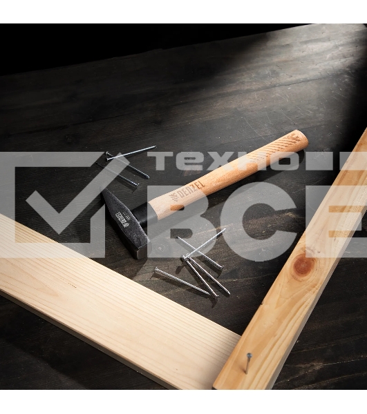 Молоток слесарный Denzel 500 г, кованый квадратный боек, буковая рукоятка