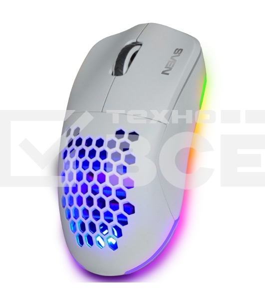 Мышь беспроводная SVEN RX-G980W белая (6+1кл. 50-26000 DPI, ПО, RGB-подсветка, игров. упак)