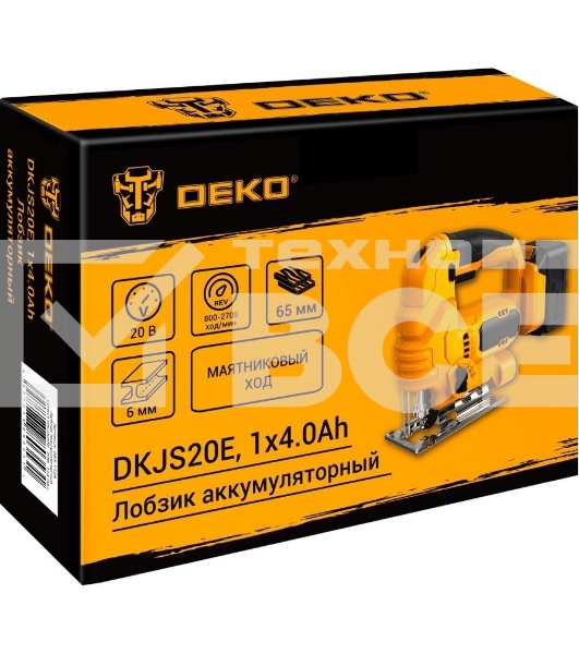 Лобзик электрический аккумуляторный DEKO DKJS20E, 20В, 1x4.0А·ч