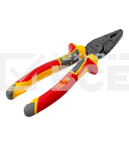 Плоскогубцы комбинированные Denzel диэлектрические трехкомпонентные рукоятки до 1000 В, 180 мм