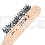 Щетка зачистная Denzel 4-х рядная, прямая проволока из нержавеющей стали с деревянной ручкой, EFP, фото4