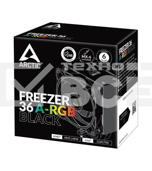 Кулер для процессора Arctic Freezer 36 A-RGb черный, 120 мм, алюминий/медь, 2000 об/мин, 22.5 дБ, 4 pin, 200 Вт, 159 мм