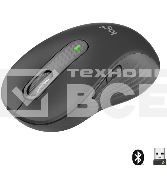 Мышь беспроводная Logitech Signature M650 L черный, 4000 dpi, радиоканал, Bluetooth, USB, кнопки - 5