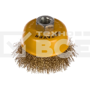 Кордщетка STAYER 35125-075_z01чашечная витая латунированная стальная проволока 0.3мм 75мм/М14