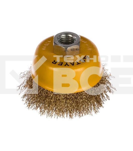 Кордщетка STAYER 35125-075_z01чашечная витая латунированная стальная проволока 0.3мм 75мм/М14