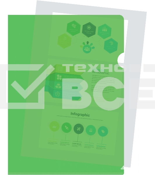Папка-уголок Silwerhof Eco тисненый A4 пластик 0.12мм зеленый