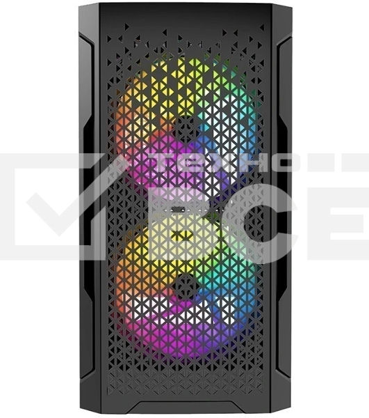 Компьютерный корпус Powercase Mistral Micro Z3B Mesh LED, Tempered Glass, 2x 140mm + 1х 120mm 5-color fan, черный, mATX (CMIMZB-L3)