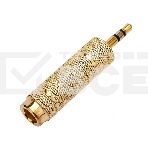 Аудио переходник Cablexpert A-35M-63F, Jack3.5(M) на Jack6.3(F) стерео, золотой, пакет, фото 1