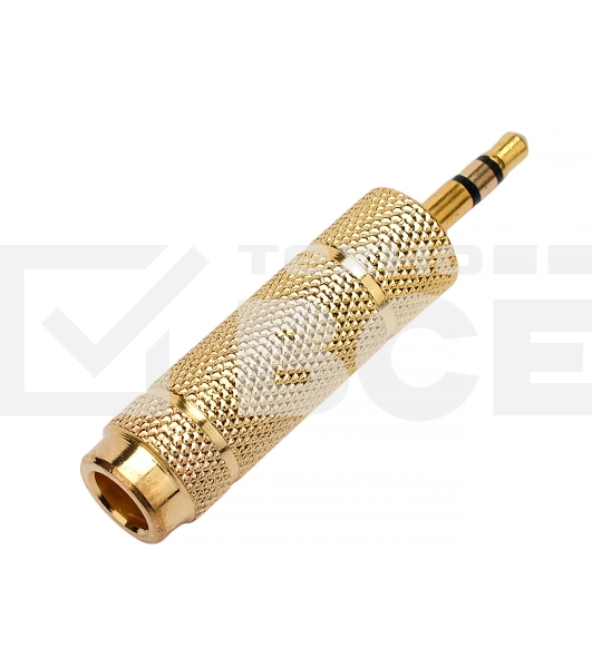 Аудио переходник Cablexpert A-35M-63F, Jack3.5(M) на Jack6.3(F) стерео, золотой, пакет