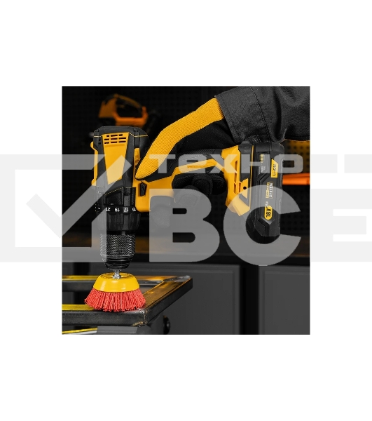 Щетка для дрели Denzel 75 мм, чашка, со шпилькой, нейлоновая щетина