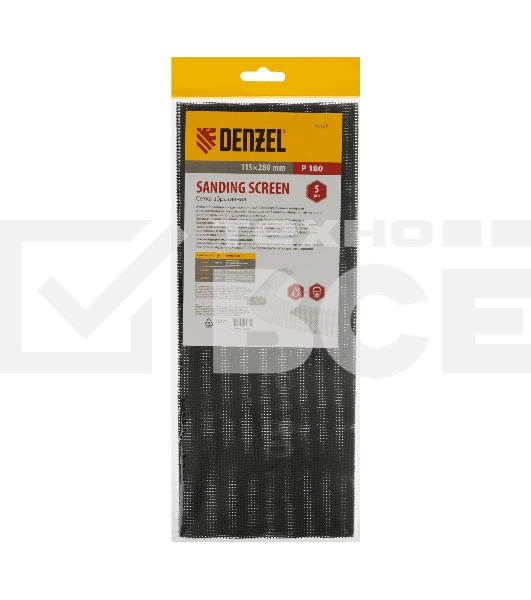 Сетка абразивная Denzel P 180, 115 х 280 мм, 5 шт.