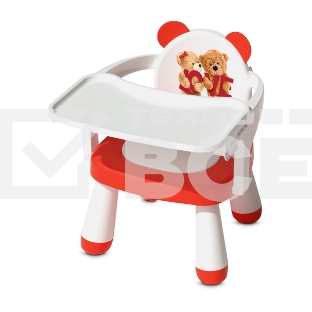 Стульчик для кормления BQ BCH003 White-Red. Материал детского стульчика: Пластик, Материал ножек: Металл