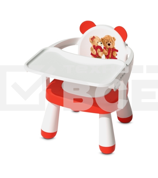 Стульчик для кормления BQ BCH003 White-Red. Материал детского стульчика: Пластик, Материал ножек: Металл