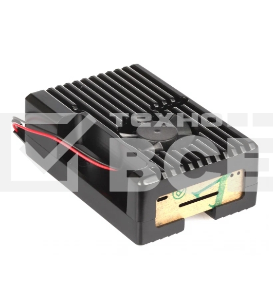 Корпус Qumo Aluminum case with black fan, Raspberry Pi 4, black(RS022)