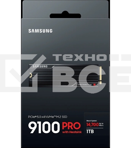 Твердотельный диск 1TB Samsung 9100 PRO, M.2, PCI-E 5.0 x4, TLC 3D NAND [R/W - 14800/13400 MB/s] с радиатором