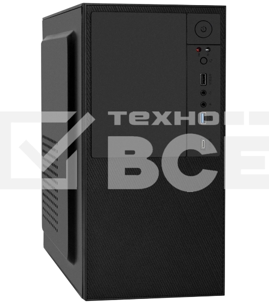 Компьютерный корпус Minitower ExeGate BAA-308UC-UNS500 (mATX, БП UNS500 с вент. 12см, 1хUSB/1хUSB 3.0/1хTypeC, HD Audio, черный)
