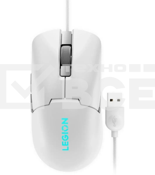 Мышь проводная Lenovo Legion M300s белый, 8000 dpi, USB, кнопки - 6