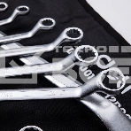 Набор накидных изогнутых гаечных ключей 12 шт Deli DL150012A Спецификация: 6x7, 8x9, 10x11, 12x13, 14x15, 16x17, 18x19, 20x22, 21х23, 24х27, 25х28, 30х32. Матовая хромированная поверхность. Чехол из ткани Oxford., фото5