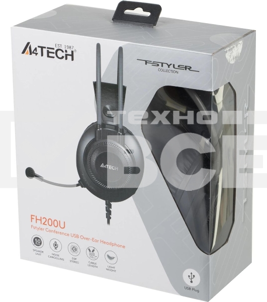 Гарнитура проводная с микрофоном A4Tech Fstyler FH200U серый 2м накладные USB оголовье (FH200U GREY)