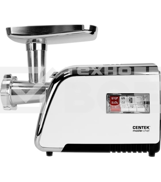 Мясорубка электрическая Centek CT-1602 Juice белый, 2000 Вт, 2.0 кг/мин, реверс, защита от перегрузки, металлический лоток, насадки - 5
