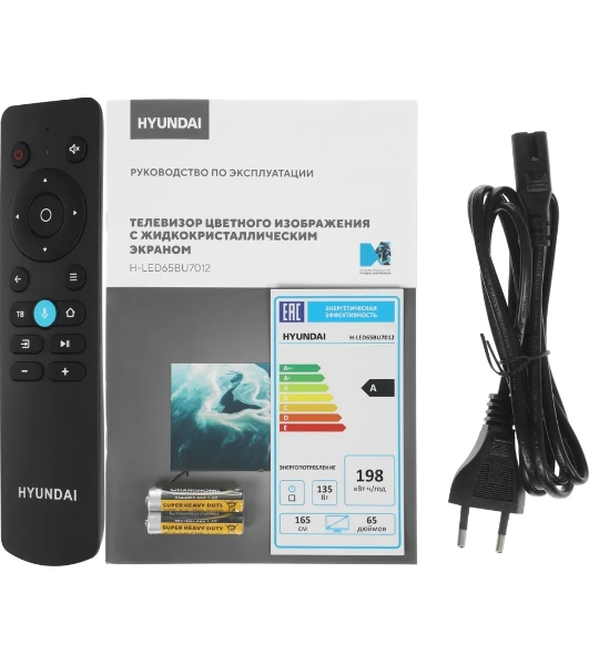 Телевизор Hyundai 65' H-LED65BU7012 черный LED UHD 60Hz Smart TV Яндекс ТВ 2GB/32GB