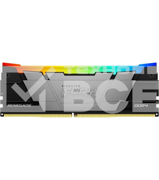 Оперативная память Kingston Fury Renegade, DDR4, 8GB (1x8GB), 3600MHz, CL16, с радиатором, RGB, серебристый/черный