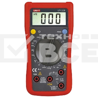Цифровой мультиметр UNI-T UT132B Напряжение постоянного/переменного тока (600 В); постоянный ток (10А); Сопротивление (20 МОм); Тест батареи