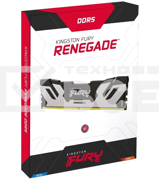 Оперативная память Kingston Fury Renegade, DDR5, 32GB (2x16GB), 6400MHz, CL32, с радиатором, серебристый/черный