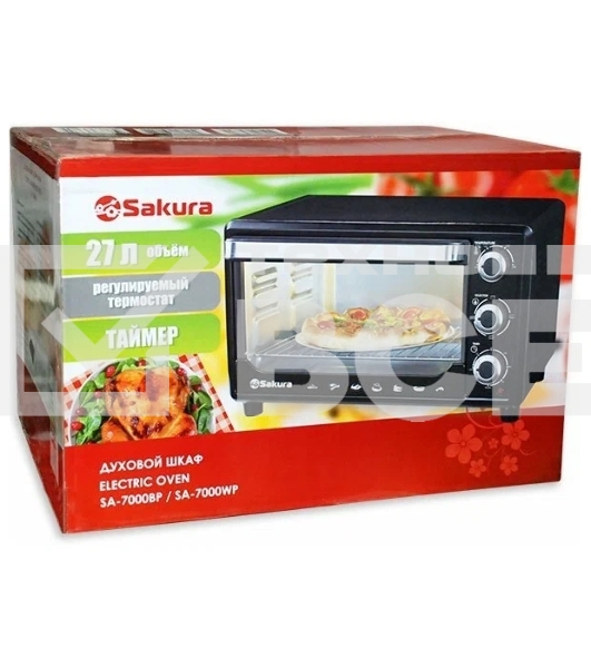 Мини-печь Sakura SA-7000WP 27л, духовка 1500Вт, механ.управление, белый