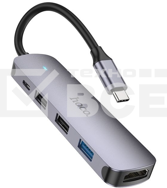 Разветвитель USB-C Hoco HB27 4порт. серый