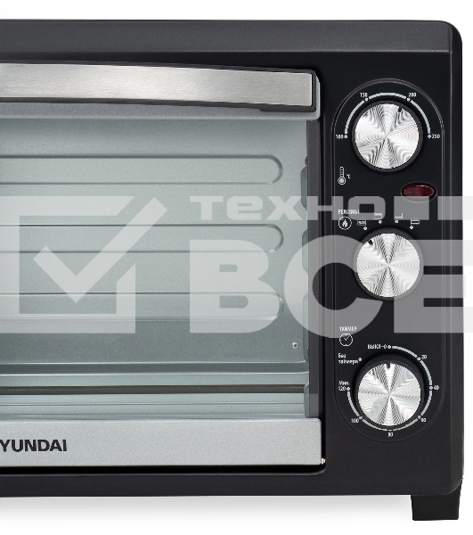 Мини-печь Hyundai MIO-HY073 26 л, 1500 Вт, серебристый/черный