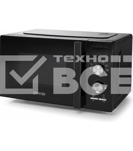 Микроволновая печь Gorenje MO20A3BH чёрный, 20 л, 800 Вт, переключатели - поворотный механизм/кнопки