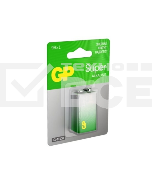 Алкалиновая батарейка GP Super Alkaline G-Tech 9V Крона - 1 шт. на блистере (1 шт.)