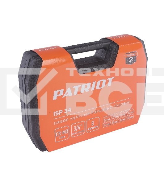 Набор ударных торцовых головок PATRIOT ISP 34, кейс, Cr-Mo, 8 пред.