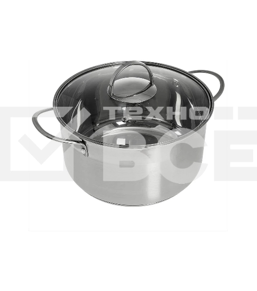 Кастрюля WEBBER BE-349/2 4,8 л, 22 см, из нержавеющей стали со стеклянной крышкой