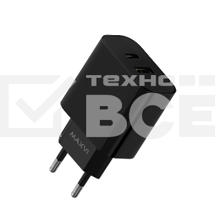 Сетевое зарядное устройство Maxvi CHL-602PD 30W, 6A, QC 3.0, 1xUSB-A, 1xUSB-C, черный