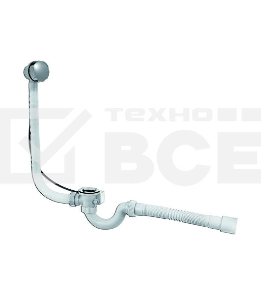 Сифон МИНИ Элит для ванн полуавтомат и гибкой трубой (д.40/50)