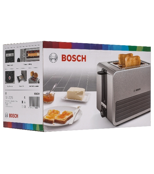 Тостер Bosch TAT7S25 серебристый, 1050 Вт, 2 слота