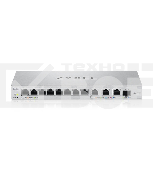 Мультигигабитный Smart L2 коммутатор Zyxel XGS1250-12, 8xGE, 3x1/2,5/5/10G, 1xSFP+, кнопка LED ECO Mode, настольный