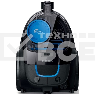 Пылесос Philips PowerPro Compact FC9350/01 черный/синий, 360/1800 Вт, уборка сухая, пылесборник контейнер, 1.5 л