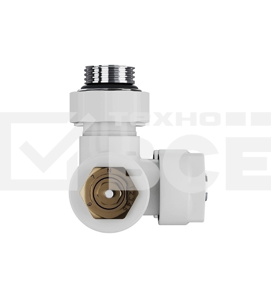 Узел нижнего подключения термостатический угловой Royal Thermo Design Pro 15мм М30х1,5 (Белый)