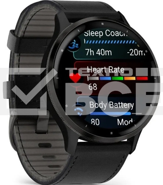 Смарт-часы Garmin Venu 3 черный, кожаный ремешок 45мм