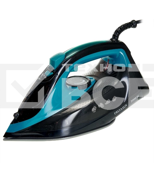 Утюг DELTA LUX DE-3000 черный с бирюзовым