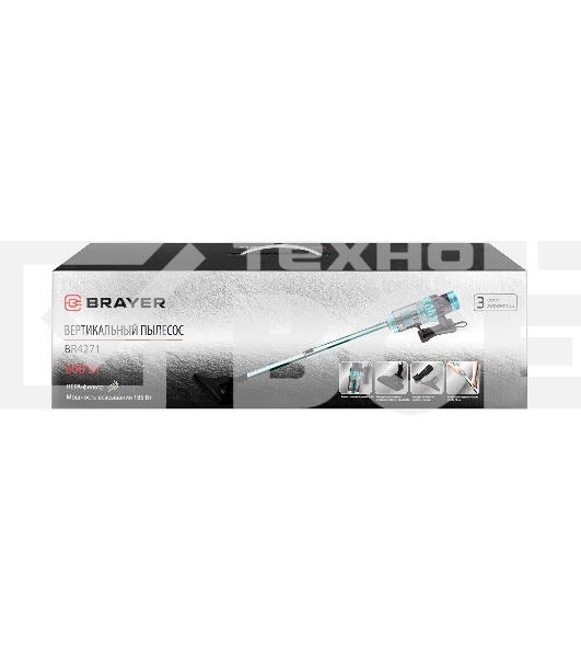 Пылесос вертикальный BRAYER BR4271 голубой, питание от сети, 185 Вт, уборка сухая, пылесборник 0.8 л