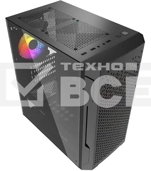 Компьютерный корпус Powercase Mistral Micro Z3B Mesh LED, Tempered Glass, 2x 140mm + 1х 120mm 5-color fan, черный, mATX (CMIMZB-L3)