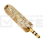Аудио переходник Cablexpert A-35M-63F, Jack3.5(M) на Jack6.3(F) стерео, золотой, пакет, фото2