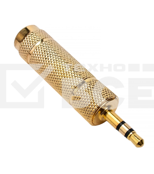 Аудио переходник Cablexpert A-35M-63F, Jack3.5(M) на Jack6.3(F) стерео, золотой, пакет