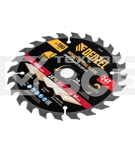 Пильный диск по дереву Denzel ф180х 20 мм, 24 зубьев 733287
