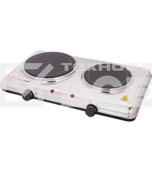 Плита настольная электрическая Energy EN-911 серебристый, 2,1 кВт, ТЭН, конфорки - 2, стеклокерамика, поворотные переключатели